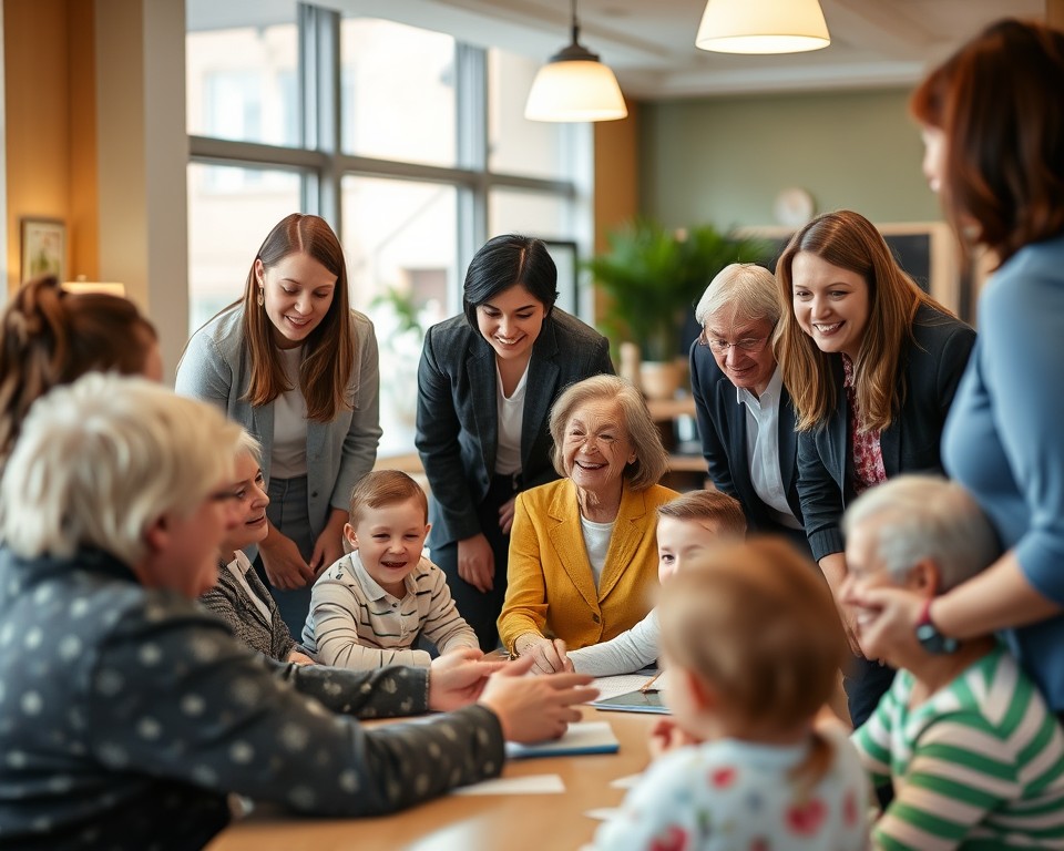 Employees volunteering and engaging with community members as part of CSR activities.