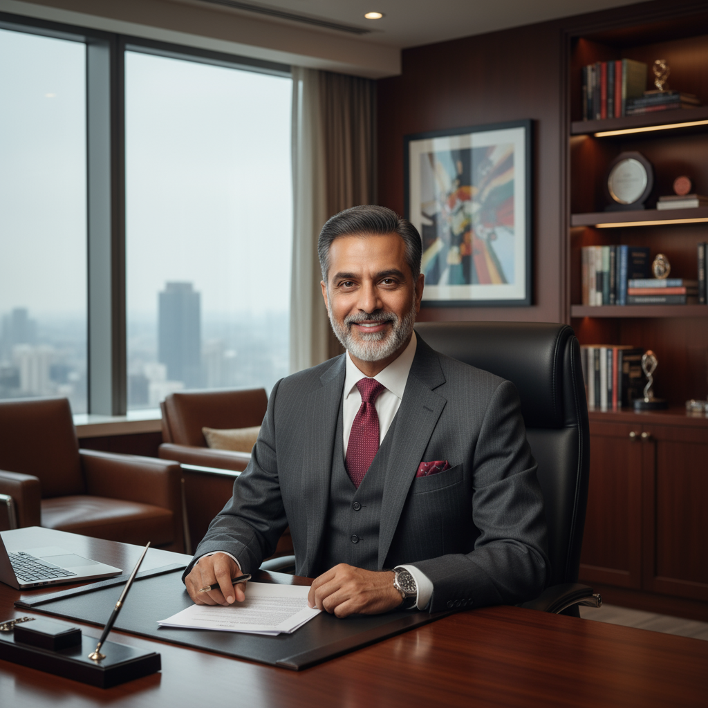 Arun Khanna - CEO of FinServe Enterprises in strategic meeting